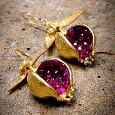 Cifeeo New Unique Design Style Gold Color Pomegranate Hook Dangle Earrings for Women Classic Fashion Engagement Party Jewelry Gift Pomegranate Earrings, Pomegranate Jewelry, Pomegranate Design, Fruit Earrings, Turkish Jewelry, Classic Earrings, Maximalism, Hook Earrings, Unique Earrings