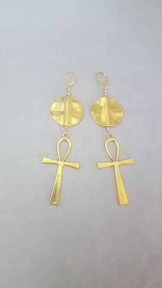 Beautiful Beads and Ankh Symbol Earrings. Ankh Symbol, Afrocentric Jewelry, Handmade Earrings, Dangle Drop Earrings, Jewelry Making, Drop Earrings, Beads