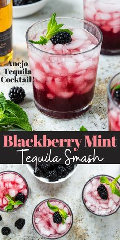 blackberry mint tequila smash with fresh blackberries in it