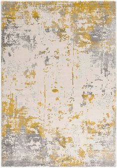 an area rug with yellow and gray paint on it