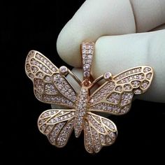 ad eBay - Find many great new & used options and get the best deals for 1.5ct Natural Moissanite Elegant Butterfly Womens Pendant 14k Yellow Gold Plated at the best online prices at eBay! Free shipping for many products!