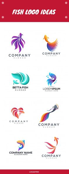 fish logo templates with different colors and shapes