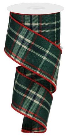 Christmas Plaid Check Stripe Canvas Wired Ribbon - 10 Yards (Red, Emerald Green, Beige, Black, 2.5 Inches) Christmas Wired Ribbon, Beige Plaid, Christmas Plaid, Plaid Ribbon, Black Christmas, Green Beige, Christmas Ribbon, Red And Black Plaid, Wired Ribbon