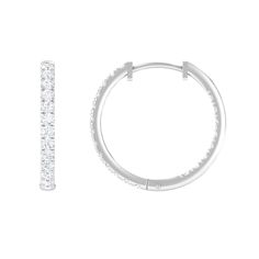 1/2 CT Round Diamond Simple Hinged Hoop Earrings Diamond - ( HI-SI ) - Color and Clarity - Rosec Jewels Simple Diamonds, Hoop Design, Diamond Hoop Earrings, Quality Diamonds, Round Cut Diamond, Easy Wear, Round Diamond, Prong Setting, Hinges