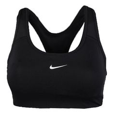 (WMNS) Nike Swoosh Medium-Support 1-Piece Pad Sports Bra 'Black' BV3637-010 Black Nike Sports Bra Outfit, Nike Solid Sports Bra For Sports, Padded Activewear For Light Sports, Nike Black Sports Bra For Sports Events, Black Padded Sports Bra For Athleisure, Padded Activewear For Sports Events, Nike Solid Activewear For Sports, Nike Activewear For Sports, Nike Black Activewear For Sports