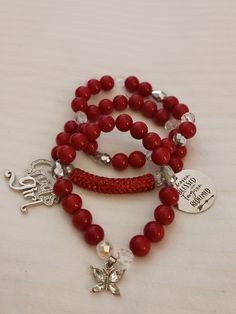 Red and silver handmade beaded affirmation bracelet set. I Love Allah, Affirmation Bracelets, Love Allah, Red Bracelet, Red And Silver, Gemstone Bracelet, Business Ideas, Bracelet Set, Arm Band