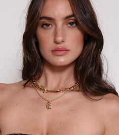 The CD Chain Necklace is 18k gold plated over sterling silver curb chain. Features spin lock closure hardware 16" in length Cute Bras, Curb Chain, The Girl Who, Chain Necklace, 18k Gold, Cd, Gold Necklace, Stainless Steel, Sterling Silver