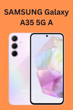 the samsung galaxy a355g is shown in white and has an orange background