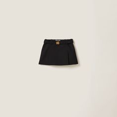 Mini silhouette Lined garment Side zipper closure with hook Logo-engraved buckle Belt detail Miu Miu Handbags, Evening Outfits, Chiffon Skirt, Black Mini Skirt, Black Mini, Skirt Pants, Miu Miu, Online Boutique, Polka Dot