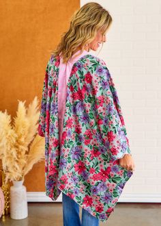 FASHION IN FULL BLOOM! Pink, Mint and Purple Open Front | Full-length Sleeves | Straight Hemline Satiny Feel | No Stretch | Relaxed Fit Main: 100% Measurements Bust Measured Laid Flat Across Front | Armpit to Armpit S 53” | M 54” | L 55” Length Measured Shoulder to Hemline S 28” | M 29” | L 30” Model: Holly is wearing a Small; Carolyn is wearing the Large Brand: ﻿Gigio DOORBUSTERS ARE FINAL SALE AND MAY NOT BE RETURNED. Thank you. Spring Floral Print Multicolor Sleepwear, Multicolor Floral Print Sleepwear For Spring, Spring Multicolor Floral Print Sleepwear, Spring Vacation Long Sleeve Sleepwear, Long Sleeve Sleepwear For Spring Vacation, Spring Multicolor Sleepwear, Multicolor Spring Sleepwear, Spring Green Printed Sleepwear, Spring Multicolor Stretch Sleepwear