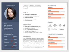 a professional resume template with an orange and blue border on the front, dark background