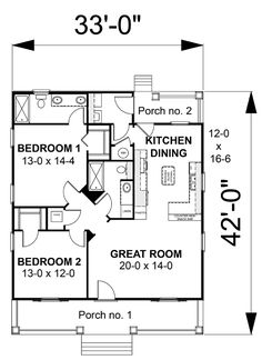 the floor plan for a small cabin home