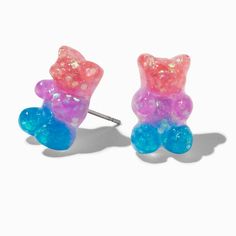 Claire's Colorblock Gummy Bears® Stud Earrings Cute Multicolor Plastic Earrings, Playful Multicolor Plastic Earrings, Claires Earrings, Jelly Bears, Claire's Jewelry, Cute Stud Earrings, Fun Crafts To Do, Fashionable Jewelry, Rainbow Glitter