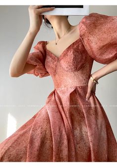 Aconiconi｜French retro vintage high-end print v-neck puff sleeve midi – ORUMATORU V Neck Design, Long Skirt Fashion, Puff Sleeve Midi Dress, French Retro, Grad Dresses, Sleeve Midi Dress, Skirt Design, Types Of Skirts, Chiffon Fabric