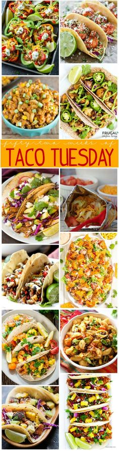 taco tuesday with images of different types of food