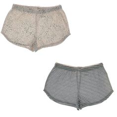 Marilyn Monroe's women's shorts are as comfortable as they are adorable. These machine washable, polyester and spandex blend shorts are lightweight and ultra soft. Made to fit most body types, these ladies shorts have a classic mid waist comfort cut. This two pack of pajama bottoms are detailed with a delicate lace trim and decrotive bow atop the stretchy elastic waist. Marilyn Monroe is a trusted brand and recognized for it's quality lounge wear. Size: XL.  Color: Gray.  Gender: female.  Age Gr Ladies Shorts, Lace Trim Shorts, Pink Cheetah, Pajama Bottoms, Women Lace, Marilyn Monroe, Grey Stripes, Body Types, Women's Shorts