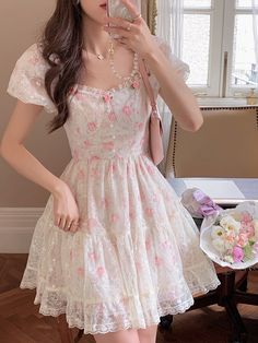 Look your best in this Sweet Floral Lace Dress! Its delicate lace, beautiful floral pattern, and elegant daintiness make it perfect for any special occasion. Make a whimsical appearance in this best-selling must-have! 🌸 Size Chart: Size Bust (cm) Waist (cm) Sleeve (cm) Shoulder (cm) Length (cm) Bust (in) Waist (in) Sleeve (in) Shoulder (in) Length (in) S 76 65 20 32 76 29.92 25.59 7.87 12.60 29.92 M 80 69 21 33 77 31.50 27.17 8.27 12.99 30.31 L 84 72 22 34 78 33.07 28.35 8.66 13.39 30.71 XL 88 Party Mini Dresses, Kawaii Vintage, Boho Fairy, France Vintage, Vintage Fairy, Boho Mini Dress, Lace Pink Dress, Beach Boho, Floral Lace Dress