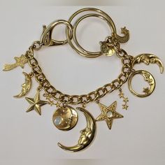 Evc Gold Tone Dope Jewelry Accessories, Stars Gold, Whimsical Jewelry, Alternative Jewelry, Silver Gold Jewelry, Dope Jewelry, Gold Charm Bracelet, Themed Jewelry, Moon Stars