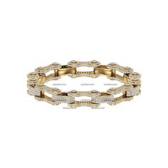 "Moissanite Bicycle Chain Bracelet, Solid 925 Sterling Silver Bracelet, Gold Plating Bracelet, Gift Item For Birthday Silver Diamond Bracelet ★ Product Details : * Gemstone : Moissanite * Moissanite Quality - FG VVS * Stone Shape : Round Brilliant Cut * TCW : 3.80ct Approx. * Length : 7.5\" ● Metal  : Sterling Silver & Yellow Gold Plated ●  Ring size can be choose from the selection box. Larger and smaller sizes are available as well. Priced upon request. ★ This jewelry can also be made with rea Diamond Chain Bangle Bracelet As Gift, Diamond Link Bracelet As Gift, White Gold Tennis Bracelet Gift, White Gold Chain Tennis Bracelet Gift, Gift White Gold Tennis Bracelet With Chain, Stackable White Gold Round Chain Bracelet, Stackable Chain Bracelet For Anniversary, Silver Diamond Bracelet, Bicycle Chain