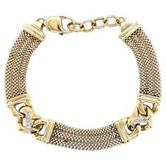 Triple 14 karat yellow gold mesh chains create this adorable bracelet linked with two decorative stations of stylish gold hearts each accented with five .01 round diamonds for a little added sparkle. Great for large wrists, this bracelet is a generous 8 inches in length including the gold extension rings and larger lobster clasp. The approximate width is 3/8 inch. Gift boxed. Bracelet Heart, Gold Hearts, Cute Bracelets, Bracelet Clasps, American Diamond, Heart Bracelet, Heart Of Gold, Chain Bracelet, Lobster Clasp