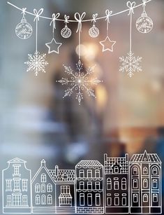 Winter Window Drawing, Christmas Window Chalk Art, Christmas Window Art, Christmas Window Decorations, Xmas Deco, Chalk Markers