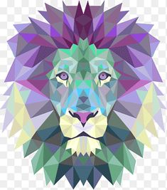 a lion's head with geometric shapes on it