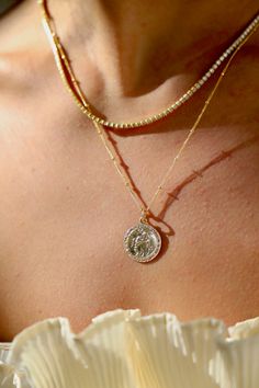 This necklace is inspired by Saint Christopher, the patron saint of travelers keeping them safe on their journey. Bring this necklace to wherever you go as a protection charm! 18" Gold filled satelite chain Gold filled St. Christopher Pendant Gold St Christopher Necklace, Saint Christopher Necklace, St Christopher Necklace, St Christopher Pendant, Dainty Gold Rings, St Christopher, Saint Christopher, Studded Necklace, Protection Necklace