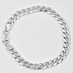 This curb link bracelet is crafted in lustrous sterling silver and features a fancy curb link (square-round) chain. Enhanced with a high polished finish, this bracelet measures 8.25 inch (21cm) in length, link - 6mm wide, secures with a lobster clasp. 14gr. Definitely, eye-catching unisex jewelry, this chain necklace made in Italy. Excellent condition. Old stock. Unisex Jewelry, Chain Link Bracelet, Link Bracelets, Chain Link, Diamond Necklace, Jewelry Bracelets, Chain Necklace, 925 Sterling Silver, Bracelet