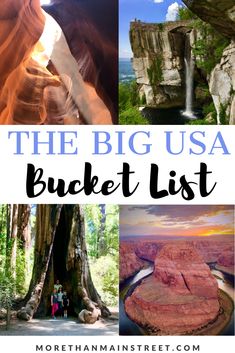 the big usa bucket list with pictures and text overlay