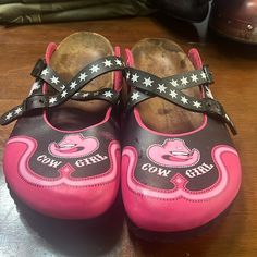 I Bought These Used To Replace My Identical Ones When They Wear Out But It Hasn’t Happened. These Say 39 So The Equivalent Is 8.5. I Love These Shoes. Super Rare., Birkenstock Pink, Shoes Birkenstock, Pink Cowgirl, Birkenstock Shoes, Mule Clogs, Mules Shoes, Birkenstock, Clogs, Slides