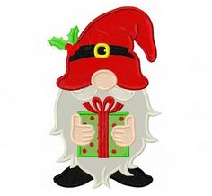 an image of a santa clause holding a present