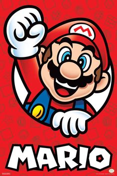 an image of mario on a red background