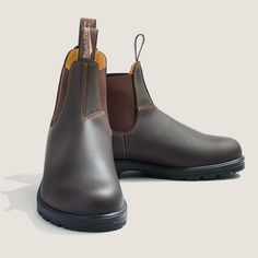 Walnut Brown Premium Leather Chelsea Boots, Men's Style 550 - Blundstone USA Men's Dress Boots, Blundstone Boots, Mens Dress Boots, Clean Towels, Dress Boots, Leather Chelsea Boots, Leather Conditioner, Brown Leather Boots, Waterproof Boots