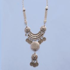 Salome is an elaborate boho-chic piece with intricately-designed dangling pendants and smaller medallions. Silver plated with an adjustable hook and loop closure. Hook And Loop, Boho Chic, Silver Plate, Crochet Necklace, Silver Plated, Plating, Silver