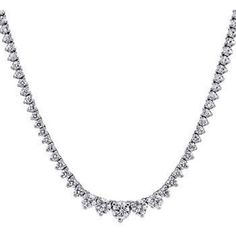 Ninacci 18K White Gold Graduated Tennis Necklace with 3-Prong Set Round Diamonds - 15.81 Carat Total Diamond Weight Diamond Birthstone, White Gold Set, Tennis Necklace, Stunning Necklace, Metal Necklaces, Eternity Bands, Estate Jewelry, Timeless Pieces, Timeless Beauty