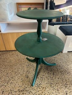 Tripod 2 tier/ wood Pie Table Painted Teal Green Social Media = Facebook Item Number: 1-3845 Item ID: 14041 Category: End Table's Green Social Media, Pie Table, Round End Table, Green Table, Outdoor Accents, Diy Home Furniture, Dining Room Office, Painted Table, Furniture Outlet