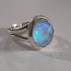 Aurora Opal Ring, 92.5 Silver Ring, Color Changing stone Ring, Statement Ring, Valentines Day Gifts, Wedding Ring, Boho Ring, Christmas Gift Silver Opal Crystal Ring Gift, Spiritual Cabochon Opal Ring Gift, Spiritual Silver Opal Ring With Large Stone, Elegant Iridescent Cabochon Ring, Angel Quartz, Aurora Ring, Elegant Iridescent Cabochon Opal Ring, Opal Stone Ring, Aurora Opal