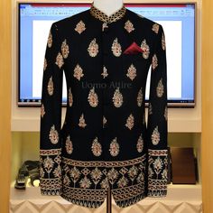 Prince Coat | Black Prince Coat | Prince Suit | Embellished Prince Suit Maroon Embroidery, Formal Menswear, Formal Attire For Men, Sherwani For Men Wedding, Wedding Kurta For Men, Prince Coat, Wedding Dresses Men Indian, Custom Made Suits, Wedding Outfit Men