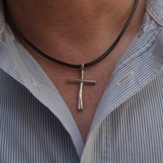 A minimalist sterling silver cross pendant necklace for men that shows his commitment to Lord while making the perfect accent for his hand-tailored suit. What makes it most unique, is that it has a primeval vibrancy that is dramatically striking. Ideal to wear every day, it looks great with everything and might just become your signature staple accessory. Give the gift of love and light with this original City Lights Jewellery creation. Order now to guarantee availability. Cross measures 4cm x 2 Minimalist Cross Pendant Necklace For Formal Occasions, Minimalist Sterling Silver Cross Necklace, Minimalist Cross Pendant Jewelry For Formal Events, Minimalist Cross Pendant Jewelry For Formal Occasions, Modern Crucifix Cross Necklace As Gift, Minimalist Sterling Silver Crucifix Necklace, Minimalist Sterling Silver Cross Pendant Necklace, Modern Sterling Silver Cross Pendant Jewelry, Modern Sterling Silver Cross Pendant