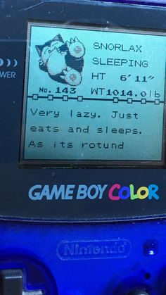 the game boy color is playing sleeping on it's screen and its colors are blue