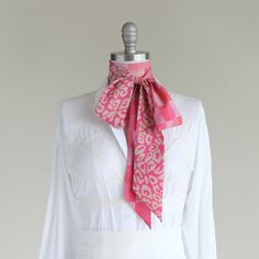 "A unique pattern play scarf is the perfect statement accessory to give any classic look a happy stylish twist - this scarf is a maximized version of our beloved skinny scarves. Style it around your neck, in your hair, or through your belt loops. The scarf is composed of a meticulous mix of two original prints designed by Cinne. They are constructed entirely by hand with love and attention to every detail. Find styling examples in the last photo. Ready to ship, ready to gift. color mix all the p Chic Pink Silk Scarf For Formal Occasions, Elegant Pink Scarf For Formal Occasions, Elegant Formal Pink Scarves, Elegant Pink Formal Scarves, Elegant Scarves For Office, Formal Scarf Neckwear, Trendy Scarves For Spring Workwear, Trendy Spring Scarves For Workwear, Elegant Pink Scarves For Spring