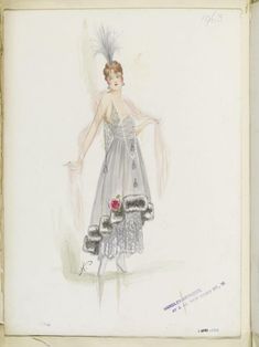 a drawing of a woman in a dress