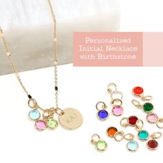 "❤️Bauble Sky Special Offer❤️ ▪️All Item 10% OFF ▪️Free Shipping Over $35 (USA domestic only) ▪️Free Shipping Over $80 (International) (USA domestic only) ▪️Free Shipping Over $80 (International) [ Personalized Initial Necklace with Birthstone ] : Dainty necklace with a crystal birthstone charm or charms. Select number of stones & initials to represent yourself or your loved ones!😘 ♥ Glass stone size :1/4\" (6mm) ♥ Metal charm size :1/2\" (13mm) ♥Chain Length 1. 16\" + 3\" (EXT) 2. 18\" + 3 Mother's Day Wedding Necklaces With Charms, Wedding Necklaces With Charms For Mother's Day, Adjustable Charm Necklace For Birthday, Adjustable Charms Necklace For Birthday, Customizable Necklaces For Birthdays With May Birthstone, Elegant Name Necklace With Charms For Birthday, Customizable Necklaces For May Birthstone Birthday, Customizable Necklace For Birthday With May Birthstone, Gold Name Necklace With Birthstone For Wedding