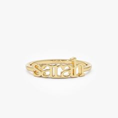 Discover personalized elegance with our Custom Name Ring, meticulously crafted from 14K solid gold. This custom stacking name ring offers a dainty and timeless piece of personalized jewelry, perfect for gifting to women on special occasions like birthdays. Delight your loved ones with this thoughtful and unique piece, sure to become a cherished keepsake. ▶ Item Details * Made to Order.  * Gold Kt: 14K Solid Gold * Custom Gold Color: Rose Gold, Yellow Gold, White Gold * Height of Letters: Short l Personalized 14k Gold Initial Ring With Round Band, Personalized Initial Ring In 14k Gold With Round Band, Personalized Gold Initial Ring With Round Band, Personalized Engraved Rose Gold Ring, 14k Gold Stackable Rings With Initials For Anniversary, Personalized Dainty Gold Engraved Ring, Custom Name 14k Gold Stackable Rings For Anniversary, Custom Name Stackable Rings In 14k Gold For Anniversary, 14k Gold Stackable Rings With Custom Name For Anniversary