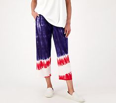 Fresh, fun, and fabulously tie-dyed, these wide-leg crop pants add some upbeat energy to your everyday options. From LOGO by Lori Goldstein®. Is Logo, Wide Leg Crop Pants, Cropped Wide Leg Pants, Lori Goldstein, Crop Pants, Tie Dyed, Cropped Pants, Leg Pants, Wide Leg Pants