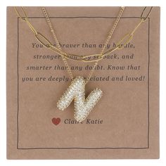 PRICES MAY VARY. Package: 1pc Small Bubble Initial Necklace Gold, 1pc 14K Gold Paperclip Chain Necklace, comes in luxury recyclable packaging (gift card and box) Adorn yourself with our Small Bubble Letter Initial Necklace, crafted with meticulous artistry and bejewelled with sparkling CZ stones. Illuminate your look with the glamorous 14k gold Bubble Balloon Letter Necklace, Initial Necklace, Layered Necklaces for Women, Cable Chain, Women's Jewelry, Birthday/Valentine's Day Gift, Gift for Her/ Bubble Letter Jewelry, Balloon Alphabet, Gold Layered Necklaces, Letter Charm Necklace, Necklaces Gift, Alphabet Pendant, Gold Bubbles, Bubble Letter, Letter Jewelry