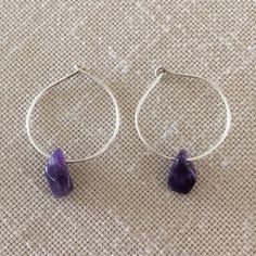 Handcrafted Amethyst Hoop Earrings Purple Amethyst Beads Silver Toned Dainty Hoops Approximately 1” As Pictured Great Handmade Gift Idea Fast Shipper Reliable Seller Made In Usa 7th Chakra Healing Courage Peace Spiritual Boho Chic Fashion Statement Beaded Jewelry Essential February Birthstone Valentine’s Day Birthday Anniversary Gift 32523 Everyday Purple Amethyst Earrings, Purple Hoop Earrings As Gift, Purple Gemstone Earrings For Everyday Wear, Purple Hoop Jewelry For Gift, Everyday Purple Gemstone Earrings, Adjustable Purple Earrings With Natural Stones, Adjustable Purple Hoop Earrings, Adjustable Purple Round Hoop Earrings, Adjustable Small Purple Hoop Earrings