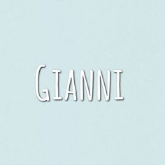 the word giani written in cut out letters on a light blue background with white trim