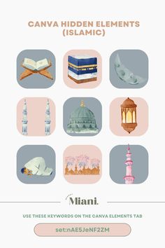 Canva Hidden Element - Islamic Islamic Presentation Design, Poster Islam, Islamic Elements, Islamic Graphic Design, Canva Arabic Elements, Islamic Infographic, Aesthetic Islamic Stickers Printable, Ramadan Elements, Ramadan Infographic