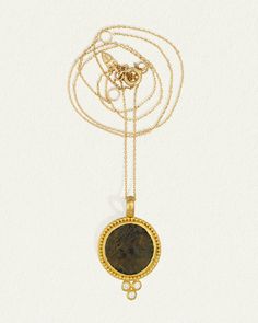 A 24k gold pendant with gold ball detailing and natural diamonds. Shop Antique Coin Necklace with authentic one-of-a-kind coin artefact. Antique Coin Necklace, Antique Coins, Diamond Guide, Coin Necklace, Engagement Ring Wedding Band, Wedding Ring Bands, Gold Pendant, Gold Vermeil, Diamond Jewelry